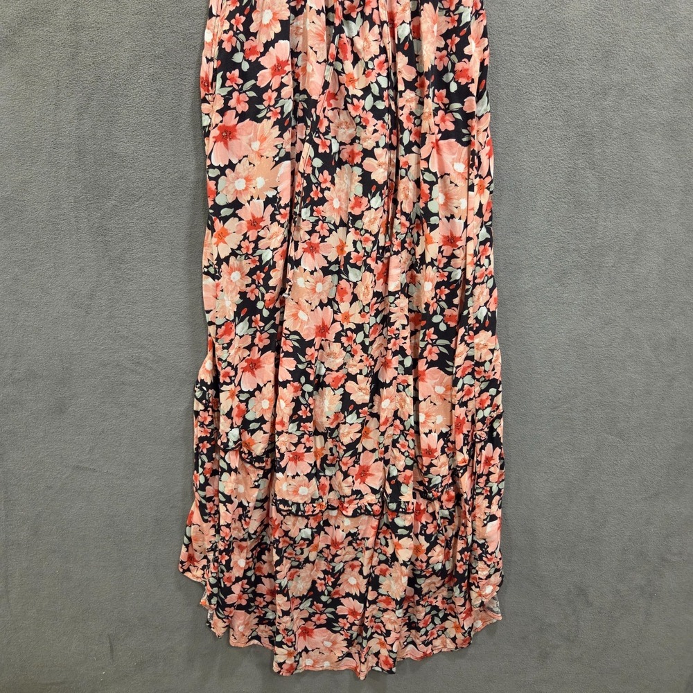 Floral Hi-Lo Maxi Dress Women's No Size Lace-Up Back Feminine Coquette Delicate - Picture 6 of 9